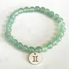 Strand MG1742 Bracelet du zodiaque Gémeaux pour femme 6 mm Aventurine verte Chakra Yoga Poignet Mala Bijoux en pierres précieuses naturelles faites à la main