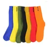 Men's Socks 7 Colors Cotton Crew Solid Color England Gentleman British Style Business Casual Man Happy Funny Embroidery