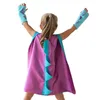 Trajes engra￧ados de Halloween Poncho Dinosaur Cosplay Cape com luvas Festa de anivers￡rio de cores duplas