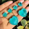 Collier Boucles d'oreilles Set Luxury Heart Shape Bijoux Green Blue Fusion Stone Love Pendant CollacESTUD For Women Fashion Party