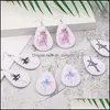 Charm Charm Design Pu Leather Earrings Ballet Friendship Mum Love Printed Round Teardrop Dangle Earring For Women Girl Party Jewelry Dhpvq