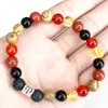 Strand MG1640 New Design Aries Zodiac Bracelet 8 MM Red Stone Carnelian Black Onyx Picture JasperWrist Mala Natural Gemstone Jewelry