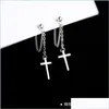 Dangle żyrandol 100% 925 Sterling Sier Tassel Cross Cross Cross For Women Kids Koreańska biżuteria ślubna Dhtps Hyoallerg