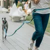 Dog Collars Adjustable Reflective Leash Traction Rope Pet Running Belt Elastic Hands Freely Jogging Pull Collar Metal D-ring Leashes