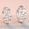 Pendientes de aro BABYLLNA auténtica plata de ley S925 flor redonda para mujer encanto joyería regalo