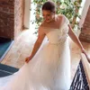 Elegant Portrait Pearls A Line Wedding Dresses Bead Belt Bridal Gown Off The Shoulder Plus Size Vestidos De Novia 326 326