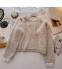 Women's Sweaters Winter Korean Style Temperament Loose Lace Edge Stand-up Collar Pullover Long-sleeved Mohair Sweater Women