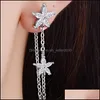 Urok Clear Crystal Star Flow Flowsels For Women Fashion Sier Biżuter