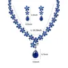 Kolczyki naszyjne Zestaw marki Weimanjingdian Blue Teardrop i Flower Cubic Zirconia CZ Biżuteria