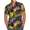 Camisas casuais masculinas estampas de cachorro engraçado Manga curta para homens Cardigan Button camisa Plus Tamanho Hawaiian Summer 2022 ventilado