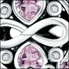 Charms Charms autentico 925 sterling Sier Infinity Love cuore rosa perline di cristallo adatti braccialetti con ciondoli gioielleria raffinata S925 2003 Q2 Drop D Dhtaw