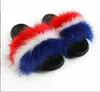 factory price Real Fur Slippers Slides Shoes Furry Fuffly Slipper pink color