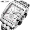 Popular Megger MEGIR Steel Band quartz 30mm Sports Outdoor Men's Watch Square Watch 2018G