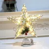 Kerstdecoraties Iron uitstekend kleurrijke LED Tree Top Star gloeiend ornament Duurzame batterij aangedreven voor huishouden