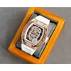Luxuriöse mechanische Herrenuhr Rm052, vollautomatisches Uhrwerk, Saphirspiegel, Gummiarmband, Schweizer Armbanduhren EBU6