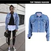 Women's Jackets Autumn Streetwear Boyfriend Style Cropped Blue Jeans Jacket Women Denim Long-sleeved Short Womens Coats 2022