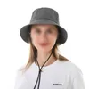 Wide Brim Hats Creative Ladies Beach Fisherman Hat Spring Summer Women Simple Style Solid Color Flat Top Outdoor Sun Protection Bucket Cap