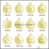 Charms Stainless Steel Round Shape 12 Constellations Zodiac Charms Diy Fashion Making Accessroies Bracelet Necklace Pendant Jewelry D Dh1Xd