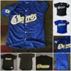 Baseballtröjor nya College Baseball Wears Charros De Jalisco Black Blue 100 % sydd blank baseballtröja