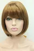 Fashion full wig strawberry blonde short straight bob synthetic hair womens wigs