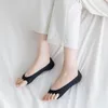 Women Socks Summer Candy Color Toe Ice Silk Split High-heeled Non-slip Invisible Open Sock Slippers Soft Liner