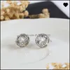 Stud Crystal Wedding Stud ￶rh￤ngen f￶r kvinnor Bohemian Beautif Round Diamond Earring Fl CZ Zircon Ladies Girls Jewelry 344 N2 Drop Del Dhbqh