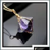 Charms Natural Fluorite Necklace Pendants Jewelery Fashion Octahedron Chain Pendant Colorf Firefly Handmased Charms Drop Delivery 202 Dhaz0