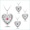 Hangende kettingen 925 Sterling Sier Po Heart Love Hollow Locket ketting CZ Diamond Essentiële olie Diffuser Snake Chain Lady Fashion J DHTAX