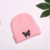 Bonnets tricotés unisexes, chapeau brodé de papillons, chapeaux de Ski chauds d'hiver, casquettes Skullies, casquette élastique douce, Bonnet de Sport pour hommes et femmes