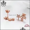 Stud autêntico 925 Sterling Sier Stud CZ Brincos estrelados empilháveis ​​para mulheres do dia dos namorados do Dia dos Namorados Q2 Drop entrega 202 DHQVH