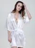 Pyjamas pour Femme Couleur unie Satin Robe Femme Printemps Eté Sexy Noir / Bleu clair Rose / Blanc Robes Femme Peignoir Polyester Femme