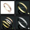 Bangle armband smycken droppleverans 2021 varumärke rostfritt stål hårt 18k guld rosen sier ribbade armband för mode män kvinnor cocktail