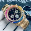 Wristwatches Mens Watch Rainbow Di Automatic Mechanical Watches Stainless Steel Strap Classic Three Eyes Six Needle Design Scratch Resistant Crystal