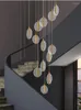 Hanger lampen trap led kroonluchter moderne villa el lobby hangende lamp creatief duplex loft roterende lange woningdecoratie