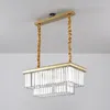 Pendant Lamps Luxury Crystal Suspension Lamp Square Black Chandelier With Gold Round Iron