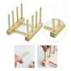 Ganchos Diy Bamboo Drenador de madeira Placas de prato de madeira Organizador do armário de armazenamento de cozinha para prato/tábua de corte/placa/xícara/tampa da panela