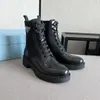 Специальная скидка женская загрузочная кожаная кожа Re-nylon Booties Lady Black RENYLON MARTIN CHUNKY ПЛАТФОРМА