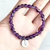 Strand MG1753 Fashion Womens Leo Zodiac Bracelet 6 MM Brazil Amethyst Chakra Yoga Wrist Mala Handmade Natural Gemstone Jewelry