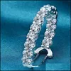 Hoop Huggie Sier Created Moissanite Gemstone Hoop Earrings Wedding Engagement Fine Jewelry Gift Wholesale 688 Z2 Drop Delivery 2022 E Dhkmp