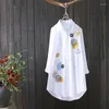 Women's Blouses Women Cotton Embroidery Loose Long White Shirts 2022 Spring Autumn Casual Office Lady Blouse Female Top Oversize 4XL