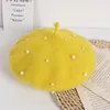 Chapeaux mode enfants fille français laine perle bérets princesse chaud printemps automne hiver enfant en bas âge filles casquette accessoires 2-8 ans