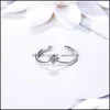 Wedding Rings Fashion Single Zircon V-Shaped Opening Adjustable Thin Rings S925 Sterling Sier Simple Wedding Jewelry Accessories For Dhs3U