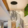 Pendant Lamps Modern Black Art Staircase Chandelier Nordic Duplex Apartment Villa Spiral LED Attic Restaurant