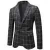 Costumes pour hommes veste de costume formelle printemps automne Blazers à carreaux à la mode sauvage mince petite entreprise simple Blazer manteaux mâle