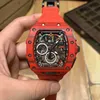 Luxe RM polshorloge Mill Business Leisure R50-03 Automatisch mechanisch Millr Watch Red Carbon Fiber Case Tape Men's Watch Designer waterdicht