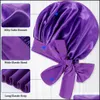 Hårtillbehör Satin Solid Slee Hat Night Sleep Cap Hair Care Bonnet Nightcap For Women Män unisex Caps Drop Delivery 2022 Produkt Dheay