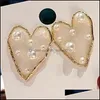 Stud Personality Ear Studs Love Heart Shaped Five Pointed Star Metal Pearl Set Fashion Korean Jewelry Women Earrings Christmas 4Xy K2 Dh4Qr