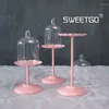 Ferramentas de Bakeware A plataforma de sobremesa de casamento prateleira de bolo de cor rosa traga a capa de um lanche exibindo um disco de pé alto