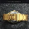 Montres-bracelets Forsining Luxe Gold Montre mécanique automatique pour hommes Multifonction Sous-cadrans Montres de sport lumineuses Bracelet en acier inoxydable