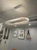 Pendant Lamps Modern Oval Stainless Steel Gold Chrome Chandelier Living Room Kitchen Island Hanging Light Crystal Dining